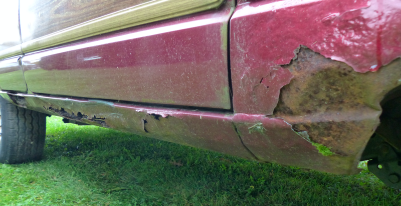 Rusty fender and rocker panel